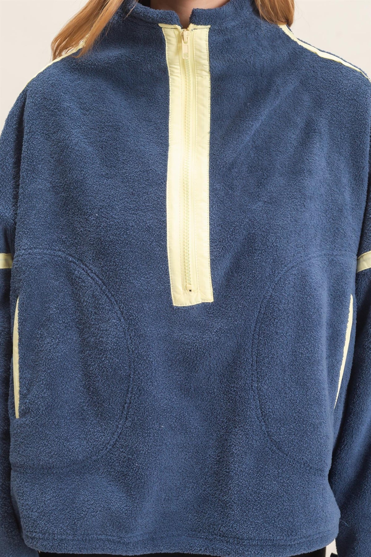 Softly Structured Navy Fleece Pullover