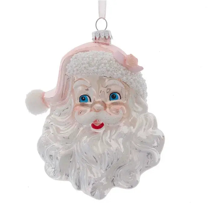 Santa Head Pink/White Ornament