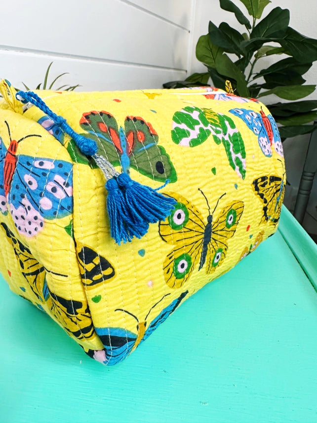Butterfly Garden Yellow Cosmetic Bag