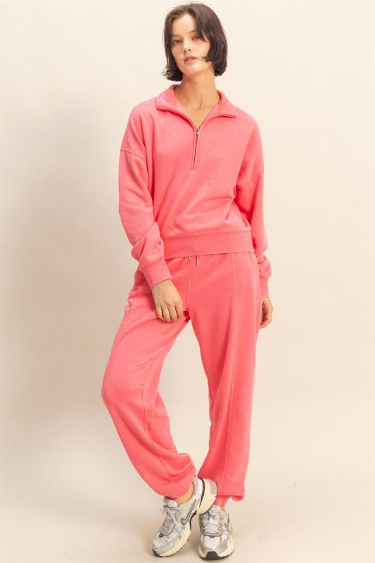 There For It Pink Half Zip Sweatshirt – Ribbon Chix
