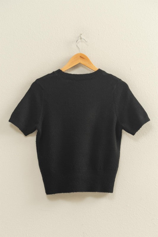 Become Best Friends Black Sweater Top