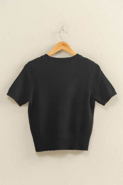 Become Best Friends Black Sweater Top