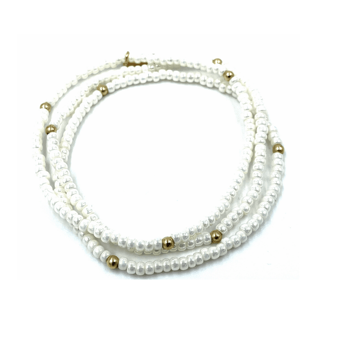OG Classic Bracelet in Pearl White + Gold Filled 7"