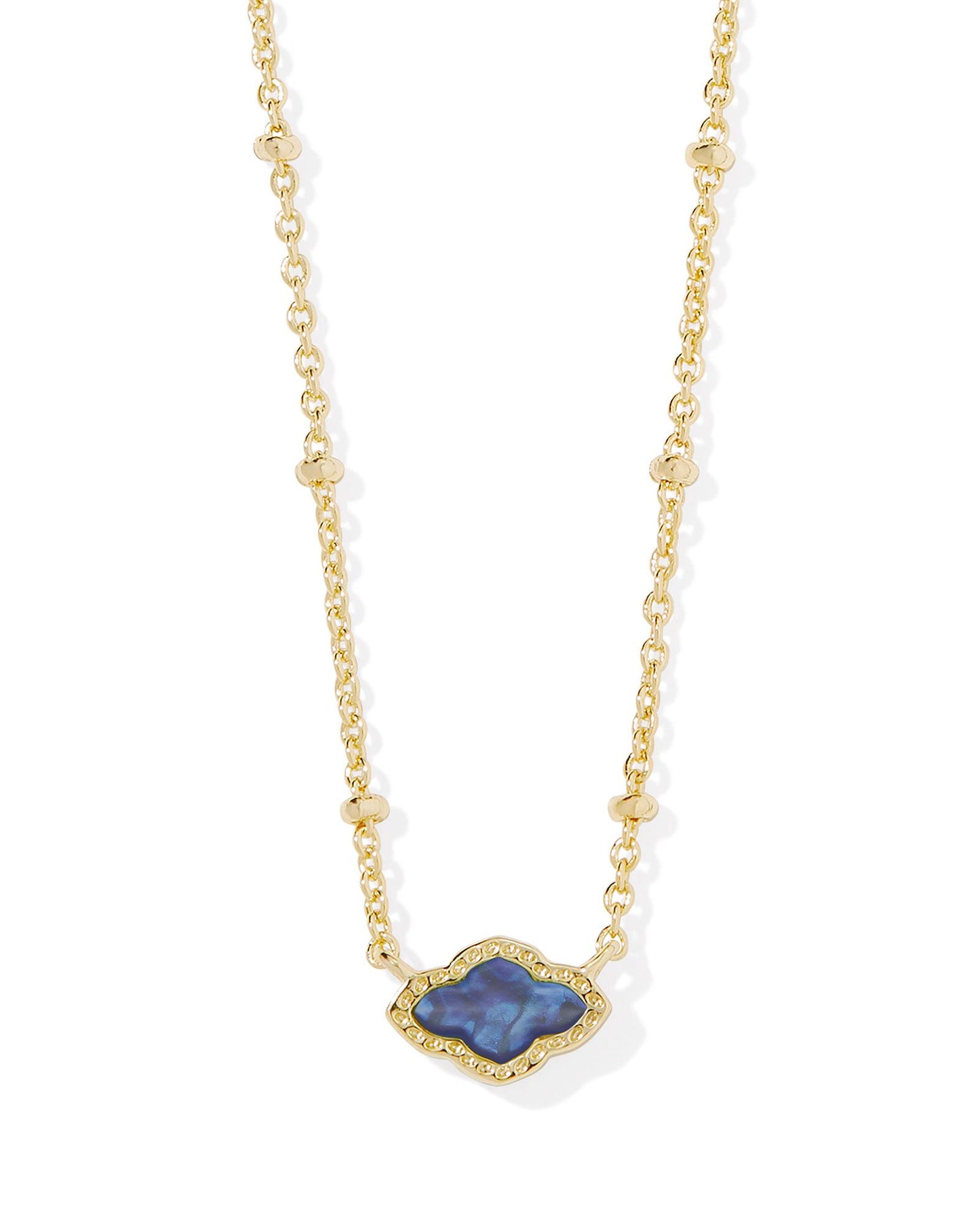 Mini Abbie Gold Satellite Short Pendant Necklace in Navy Abalone