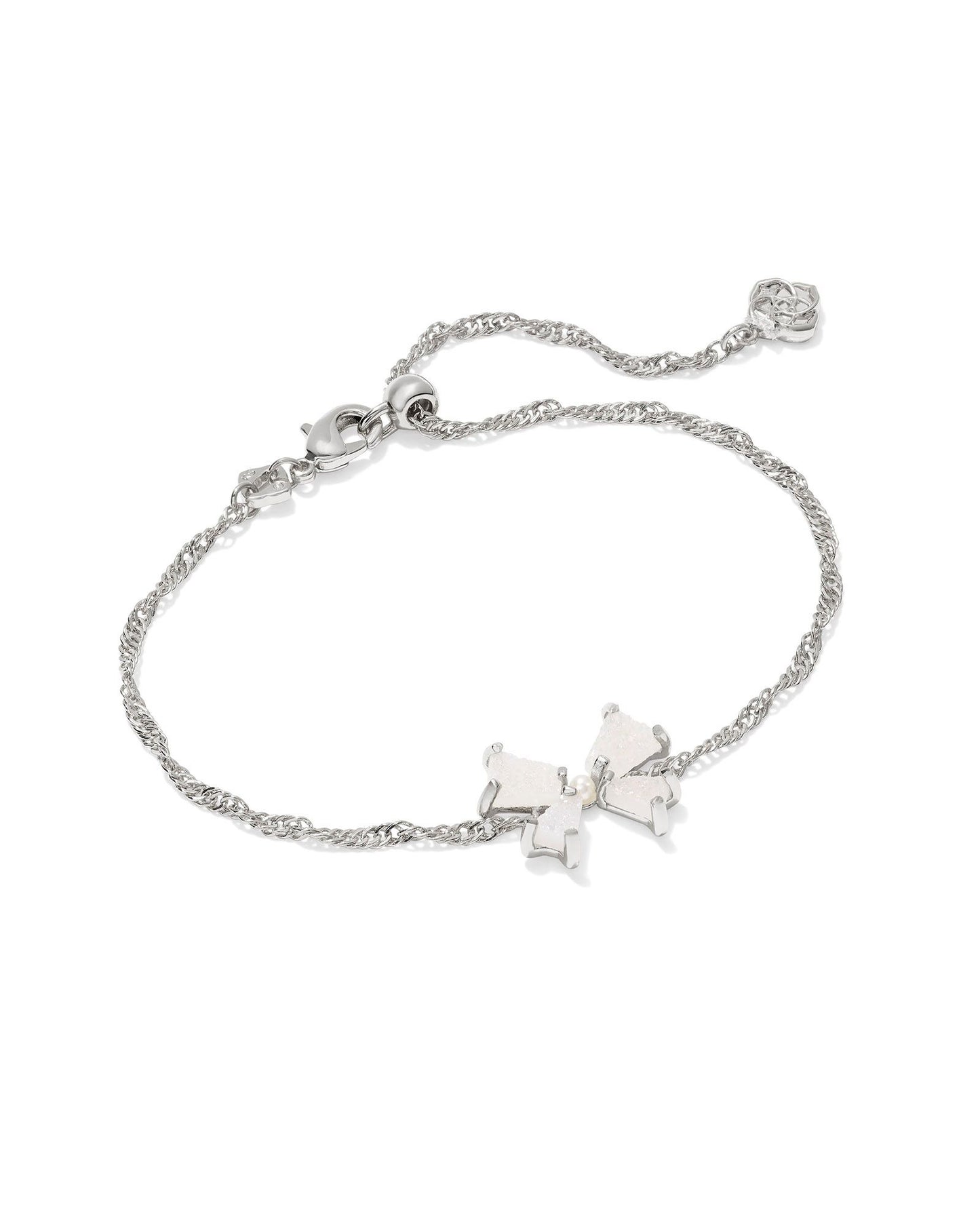 Blair Bow Silver Small Chain Bracelet in Iridescent Drusy