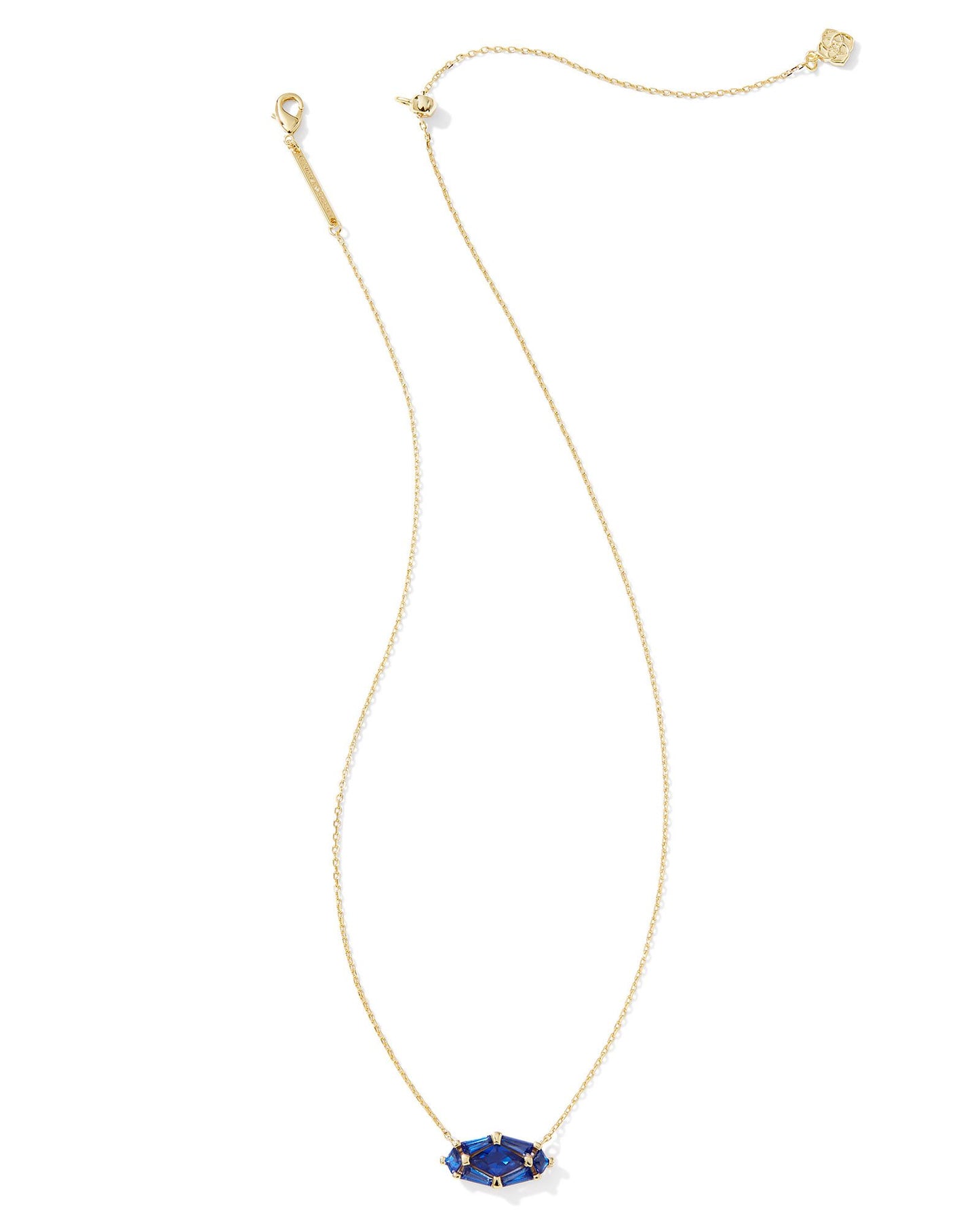 Lindy Rae Elyse Gold Short Pendant Necklace in Blue Crystal