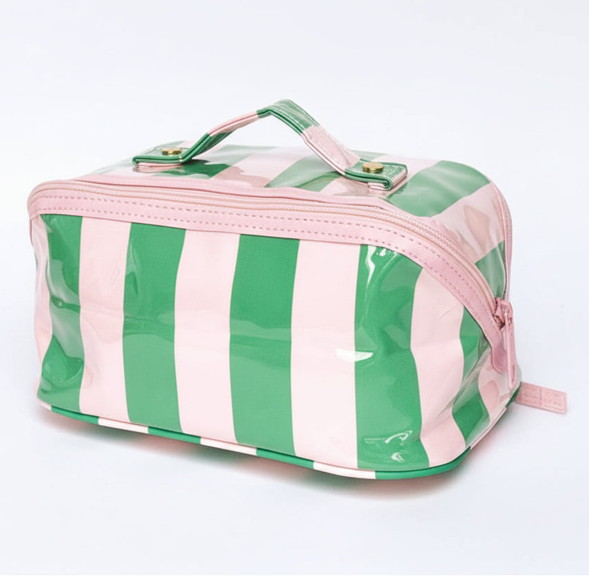 Summer Stripe Pink/Green Cosmetic Bag
