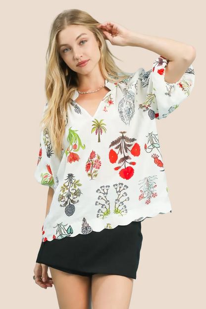 Pressed Flowers White Top