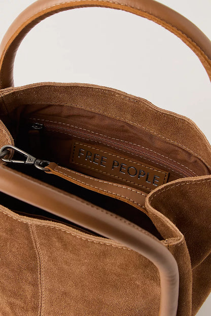Barlow Suede Cognac Bucket Bag