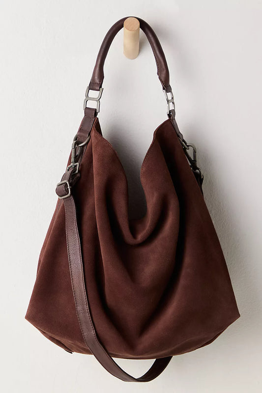 Suzie Suede Espresso Slouchy Tote Bag