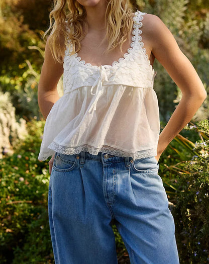 Stevie Lace Clean Ivory Tank