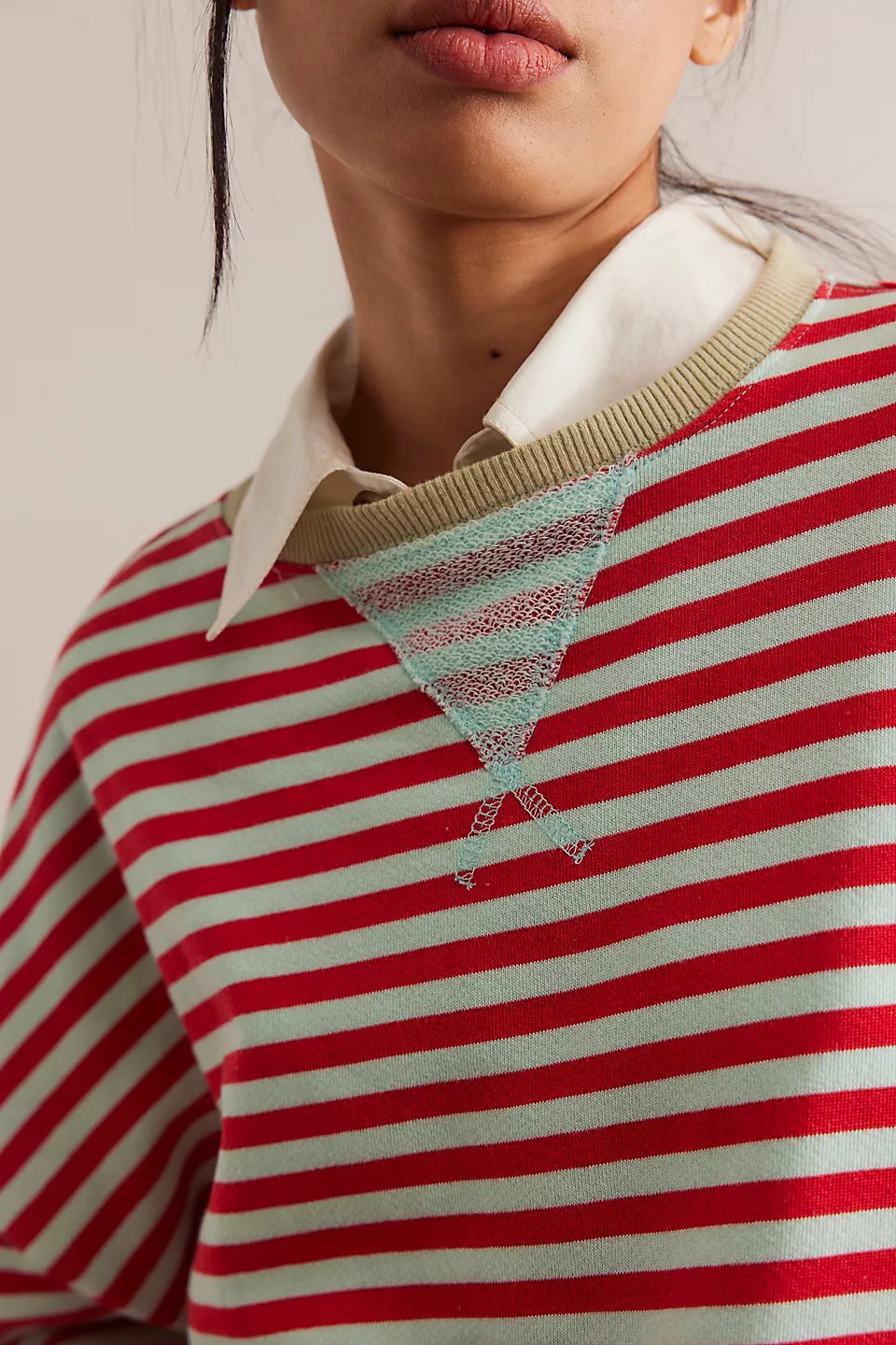 Classic Striped Cherry Combo Oversized Crewneck