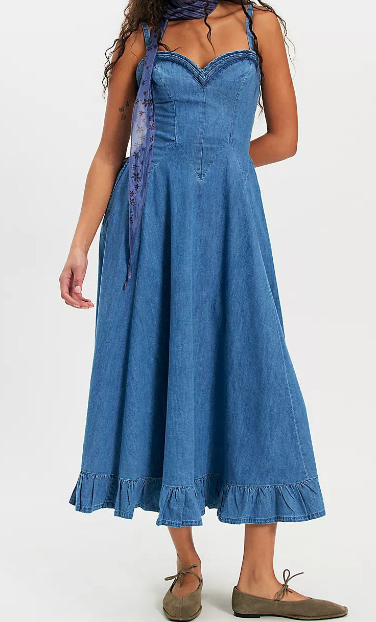 Another Season Boardwalk Blue Denim Midi Dress