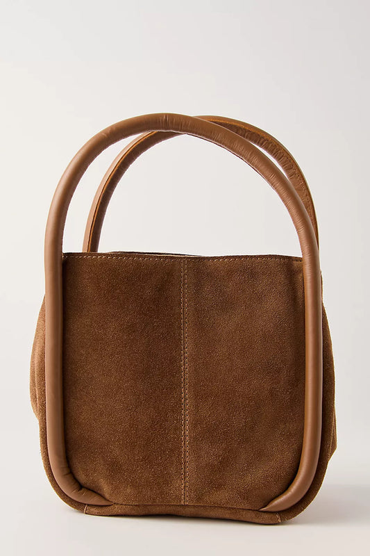 Barlow Suede Cognac Bucket Bag