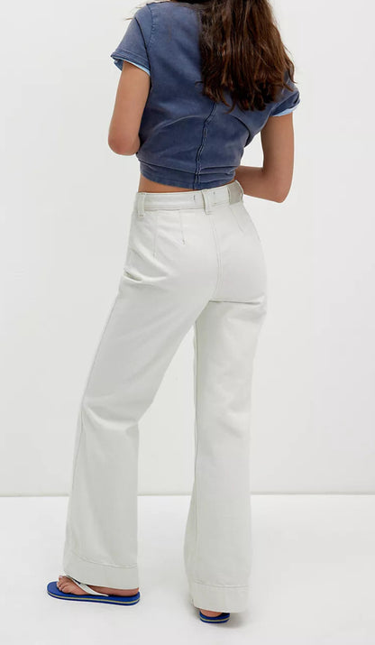 Cerine Relaxed Ecru Bootcut Jeans