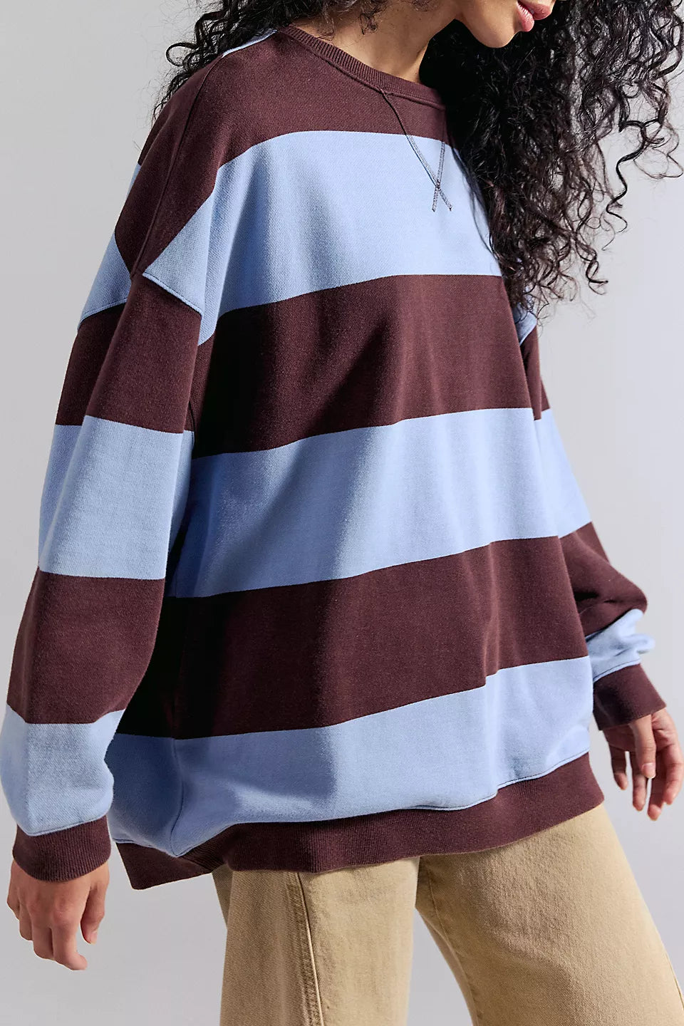 Classic Striped Periwinkle Combo Oversized Crewneck