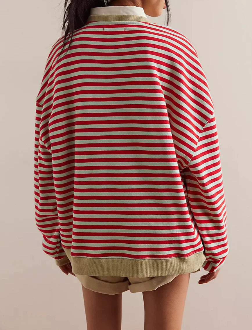 Classic Striped Cherry Combo Oversized Crewneck