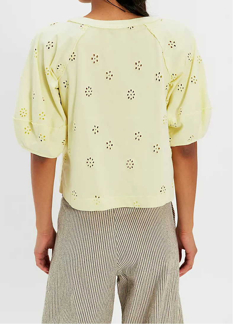 Jessie Lemon Water Combo Eyelet Top
