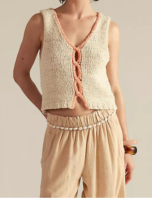 Sicily Shell Ivory Combo Sweater Top