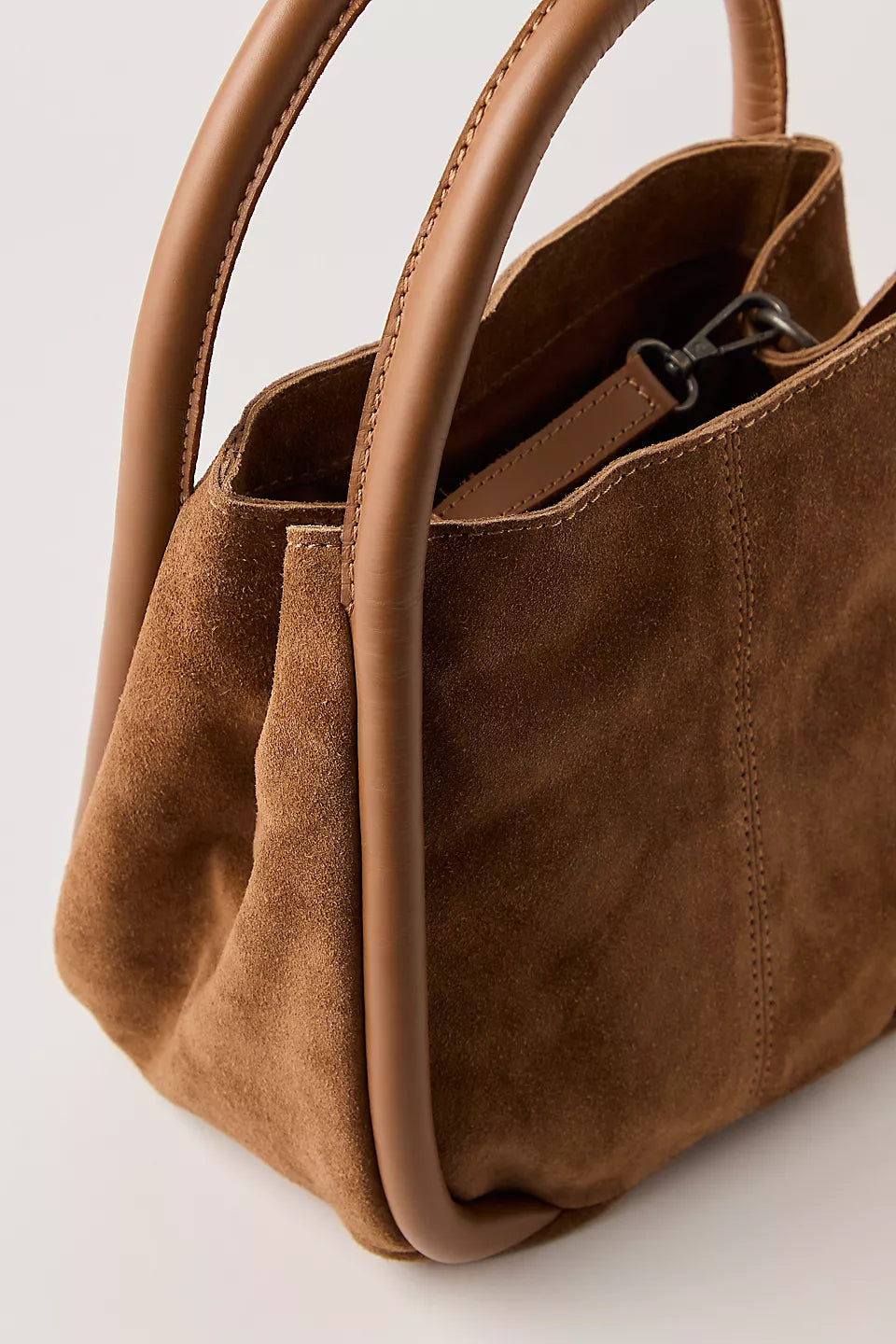 Barlow Suede Cognac Bucket Bag