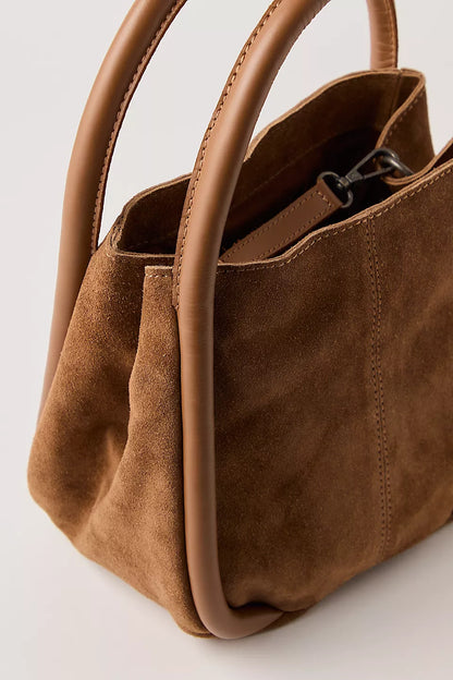Barlow Suede Cognac Bucket Bag