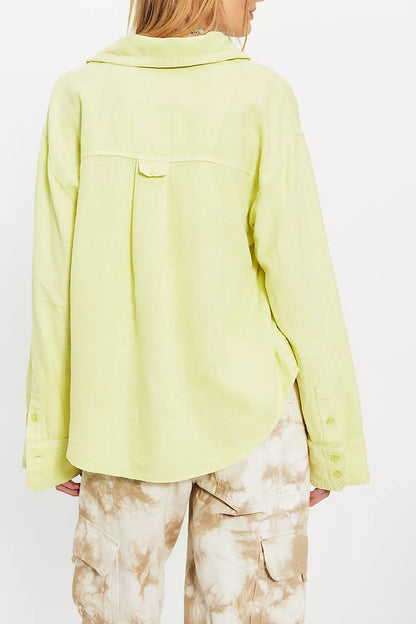 Laurel Early Bloomer Linen Button Down Top