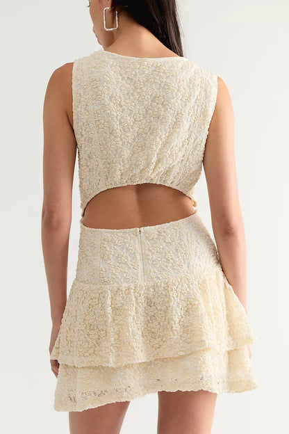 Slow Burn Lace Natural Combo Mini Dress