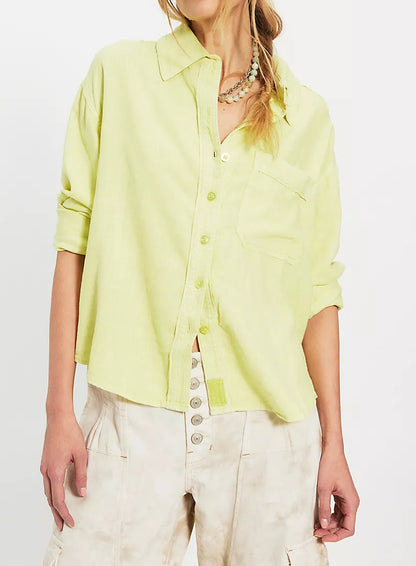 Laurel Early Bloomer Linen Button Down Top