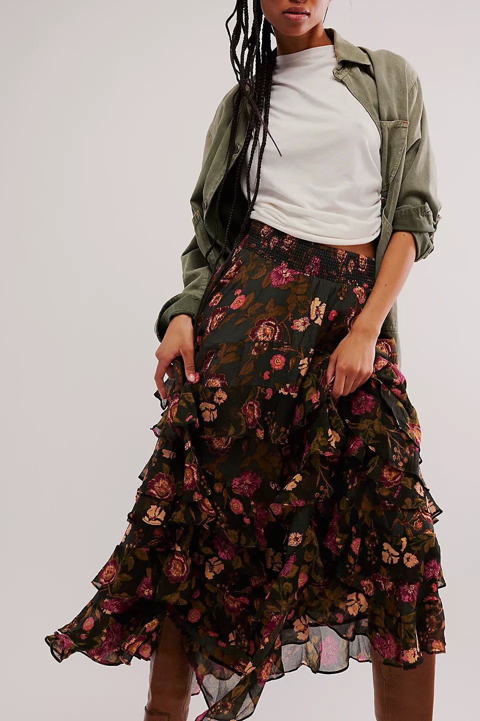 Lolita Wash Black Combo Maxi Skirt