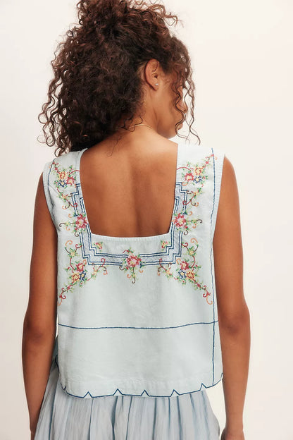 Garden Wall Blue Combo Top