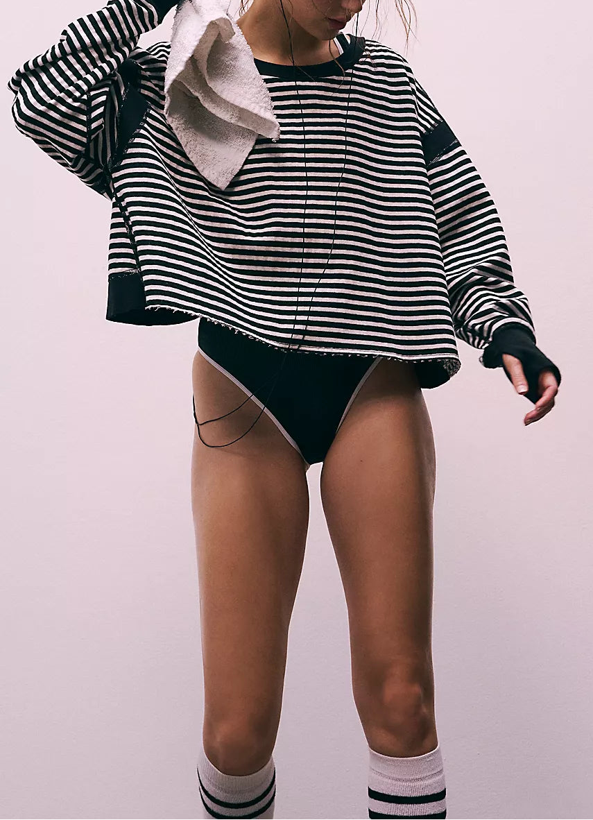 My Time Textured Layer Black White Combo Top