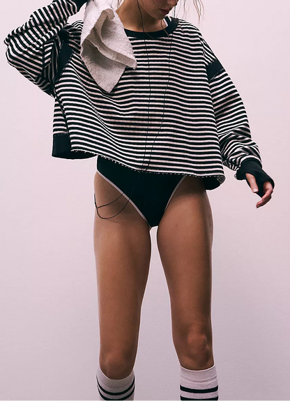 My Time Textured Layer Black White Combo Top