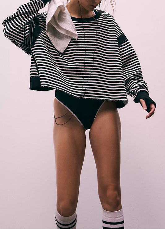 My Time Textured Layer Black White Combo Top