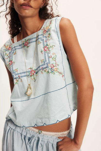 Garden Wall Blue Combo Top