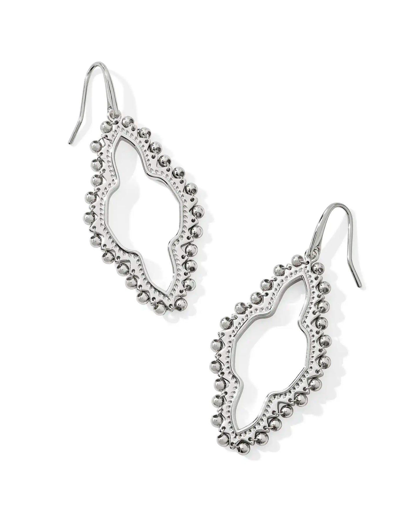 Abbie Beaded Open Frame Earrings in Silver