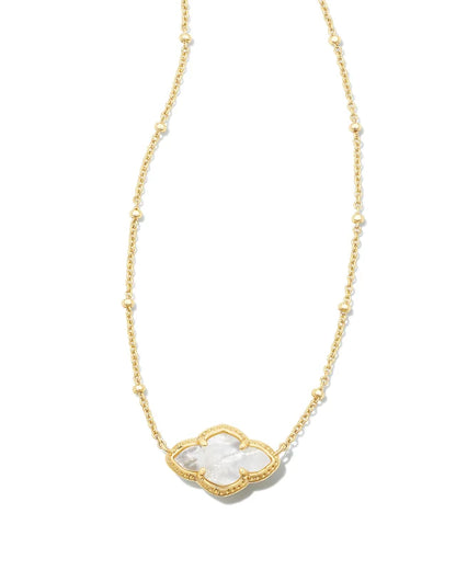 Abbie Gold Pendant Necklace in Ivory Mother-of-Pearl