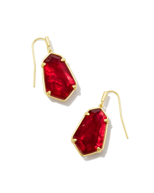 Alexandria Gold Drop Earrings in Cranberry Illusion