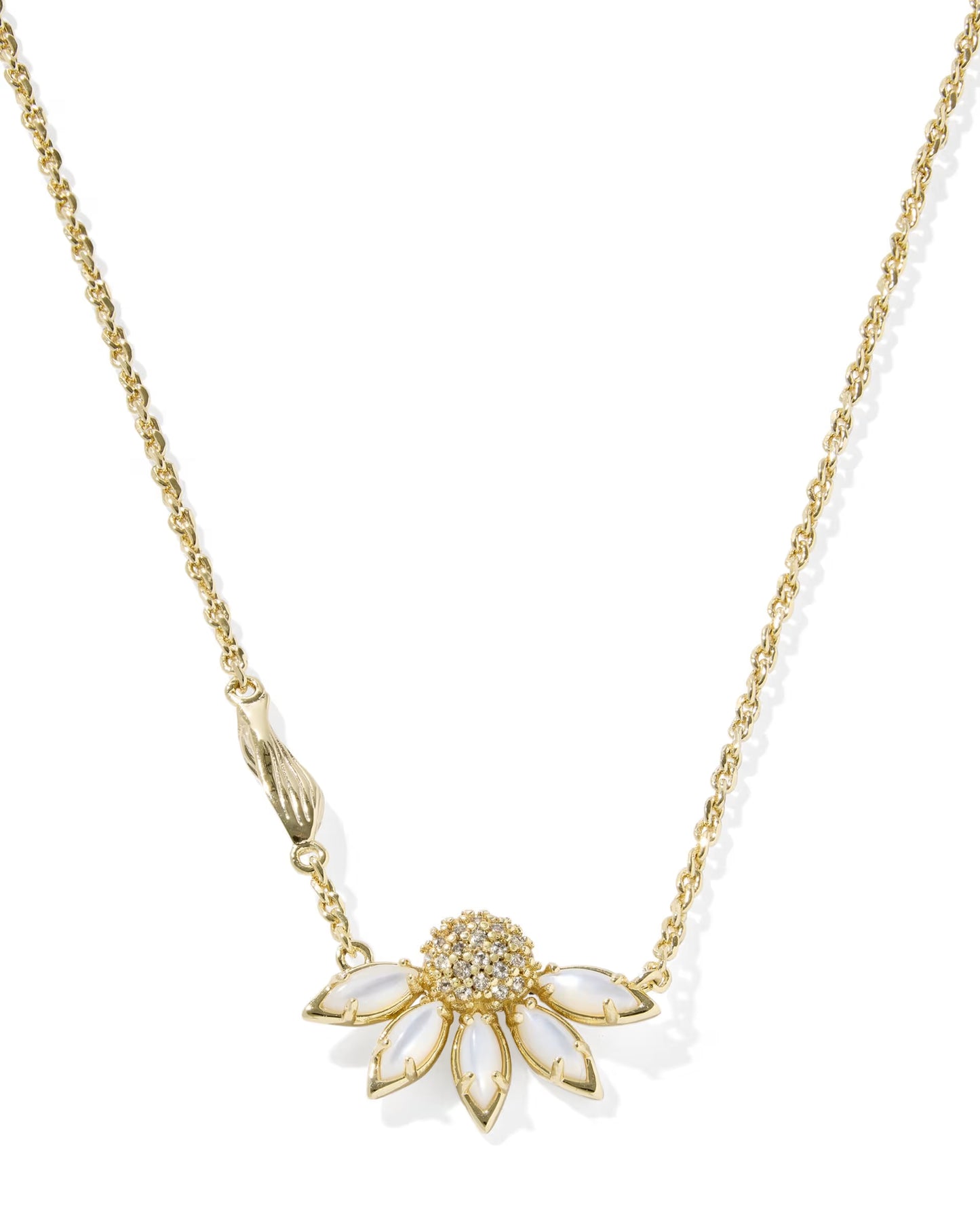 Anya Flower Gold Short Pendant Necklace in Ivory Mix