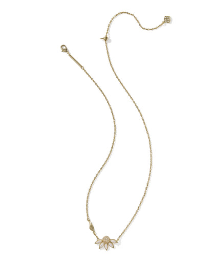 Anya Flower Gold Short Pendant Necklace in Ivory Mix
