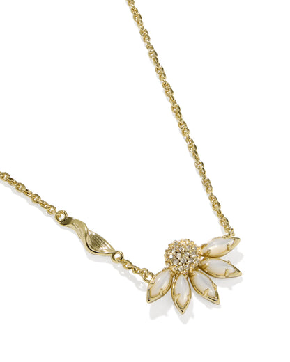 Anya Flower Gold Short Pendant Necklace in Ivory Mix