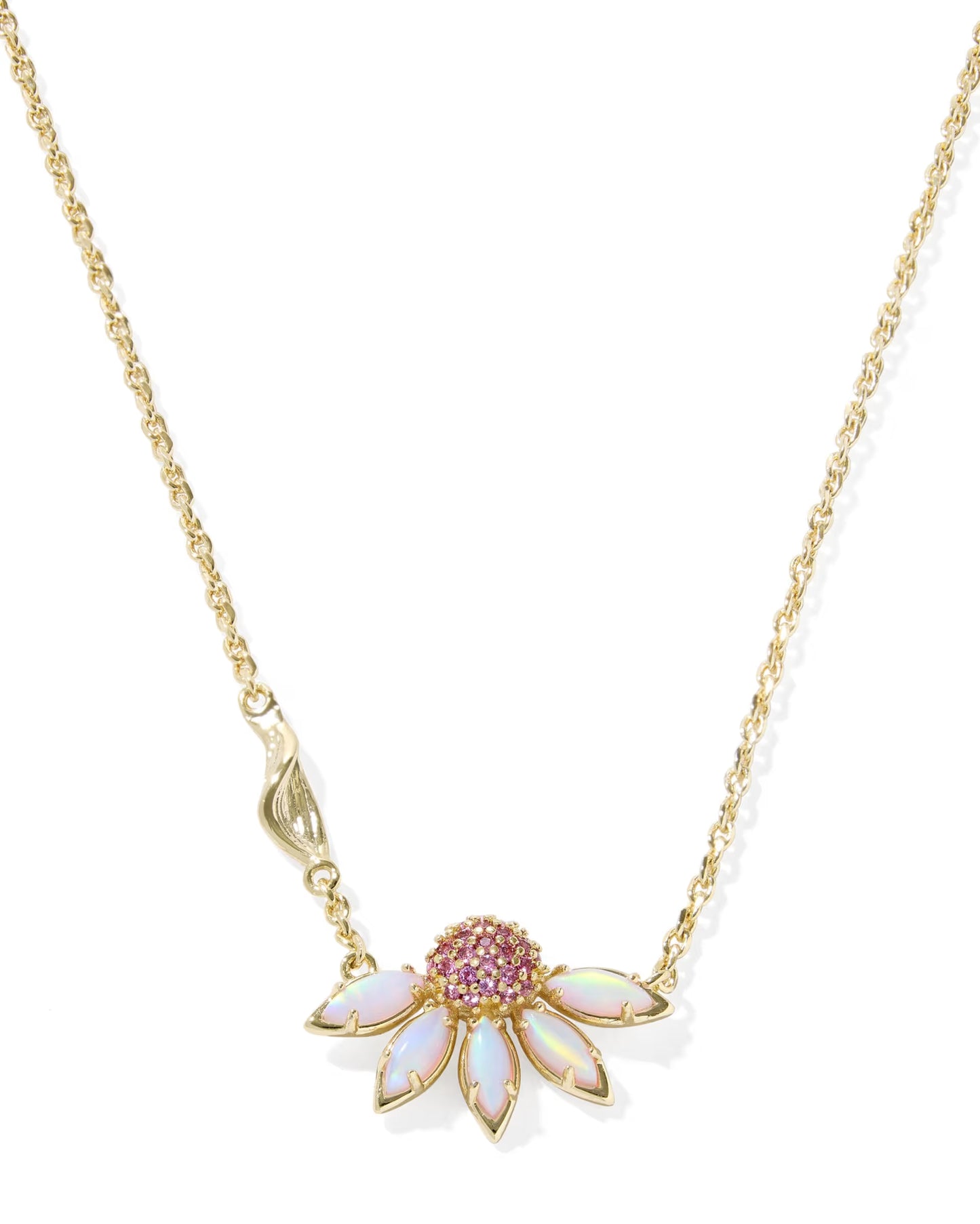 Anya Flower Gold Short Pendant Necklace in Light Pink Mix
