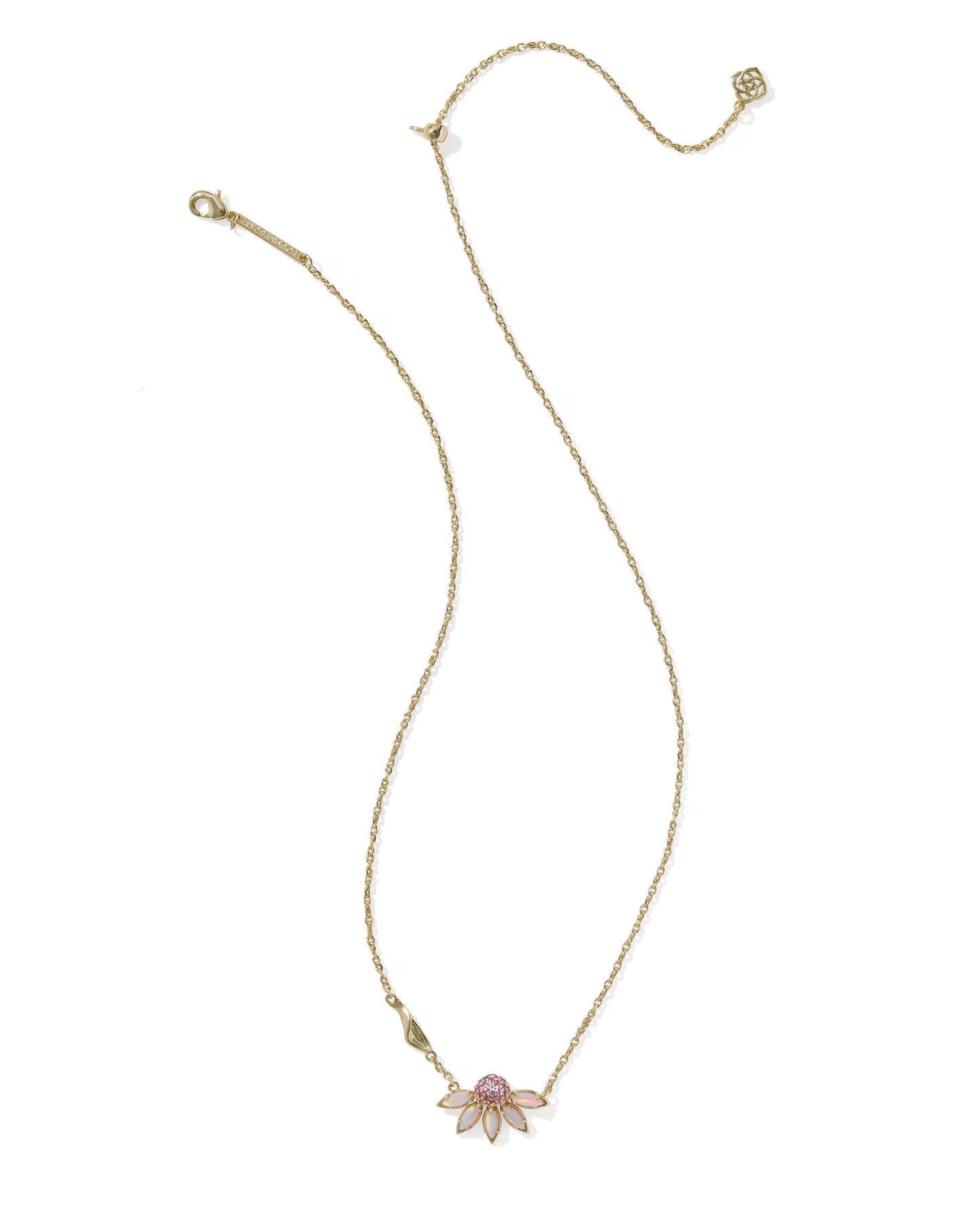 Anya Flower Gold Short Pendant Necklace in Light Pink Mix