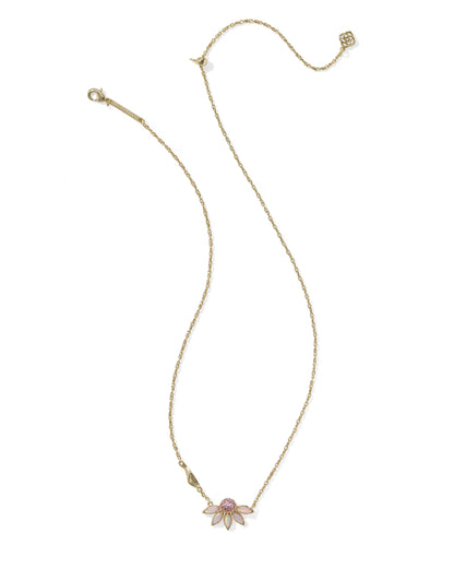 Anya Flower Gold Short Pendant Necklace in Light Pink Mix