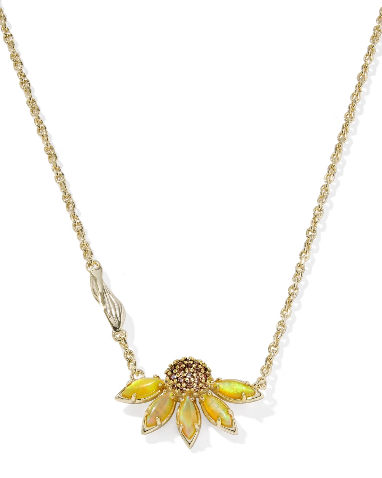 Anya Flower Gold Short Pendant Necklace in Yellow Mix