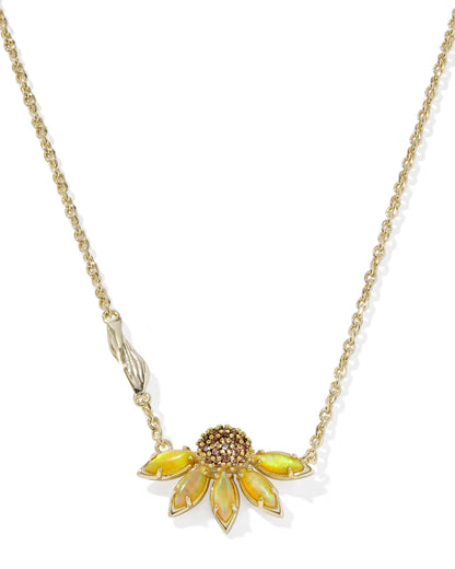 Anya Flower Gold Short Pendant Necklace in Yellow Mix