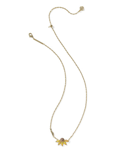 Anya Flower Gold Short Pendant Necklace in Yellow Mix