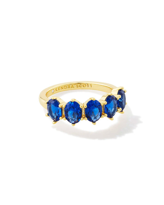 Cailin Gold Crystal Band Ring in Blue Crystal