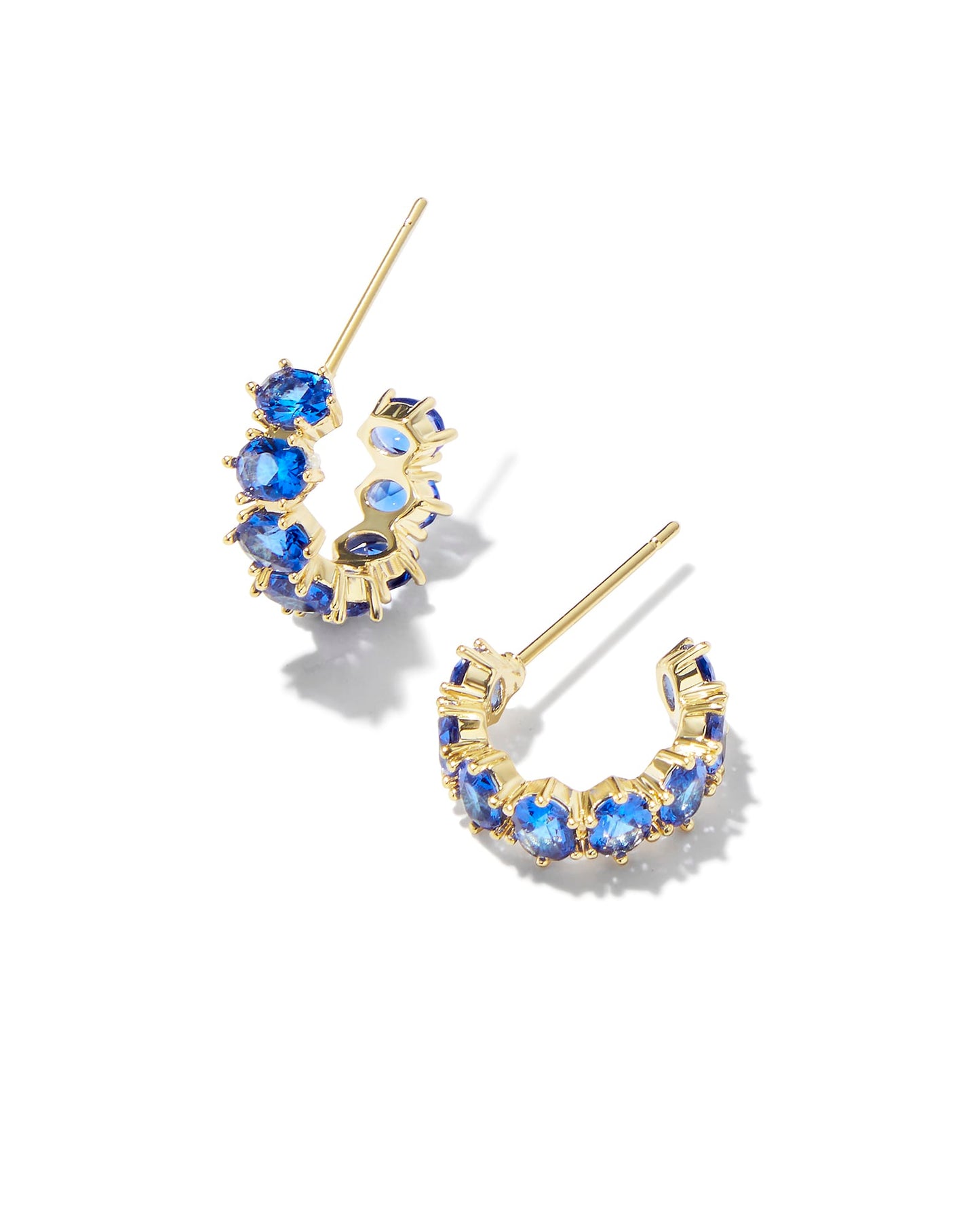Cailin Gold Crystal Huggie Earrings in Blue Crystal