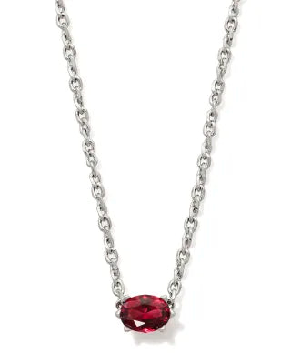 Cailin Silver Pendant Necklace in Burgundy Crystal