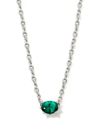 Cailin Silver Pendant Necklace in Green Crystal